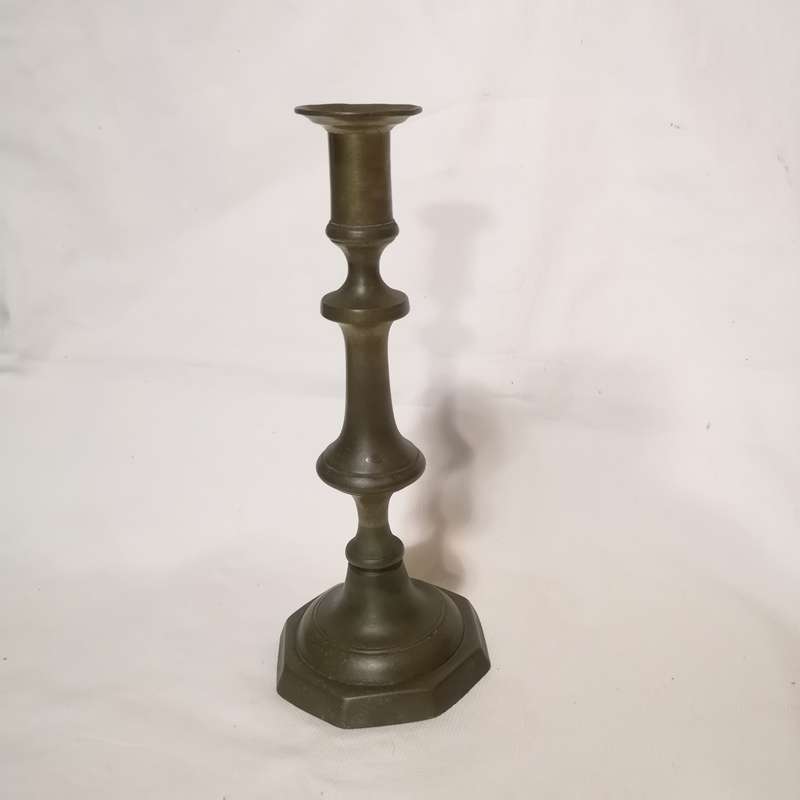 Victorian Brass Candlestick c1850 Signed Fred Smith Birmingham.