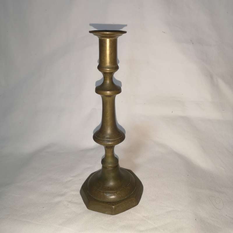 Victorian Brass Candlestick c1850 Signed Fred Smith Birmingham.
