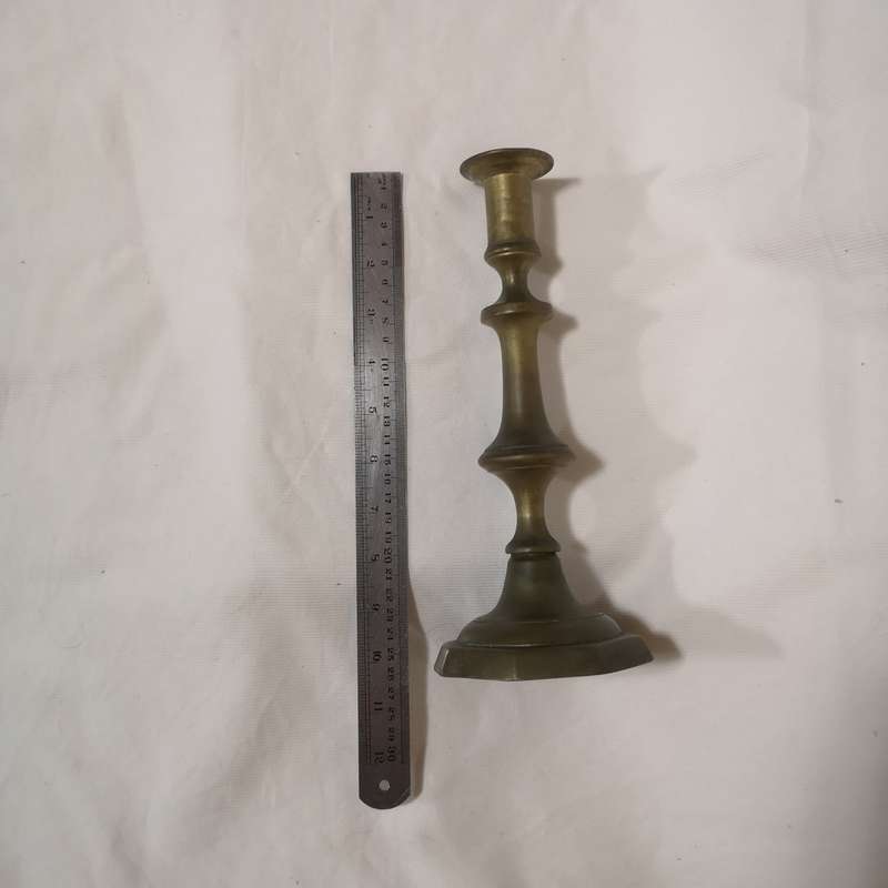 Victorian Brass Candlestick c1850 Signed Fred Smith Birmingham.