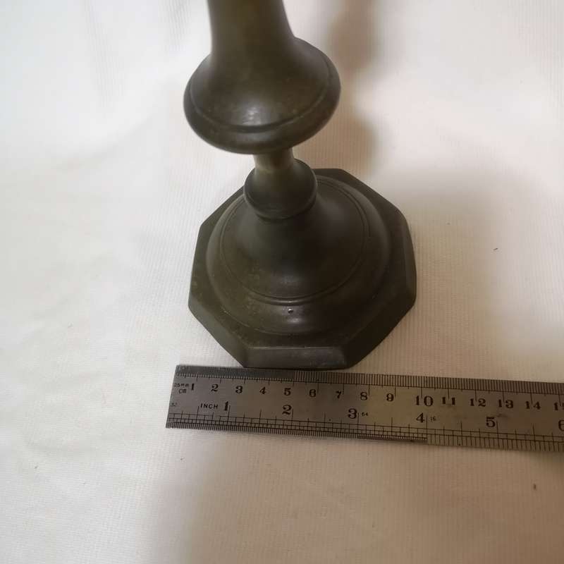 Victorian Brass Candlestick c1850 Signed Fred Smith Birmingham.