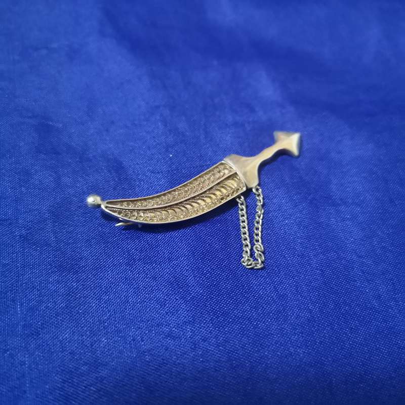 Antique Filigree Eastern Silver Dagger & Scabbard Brooch