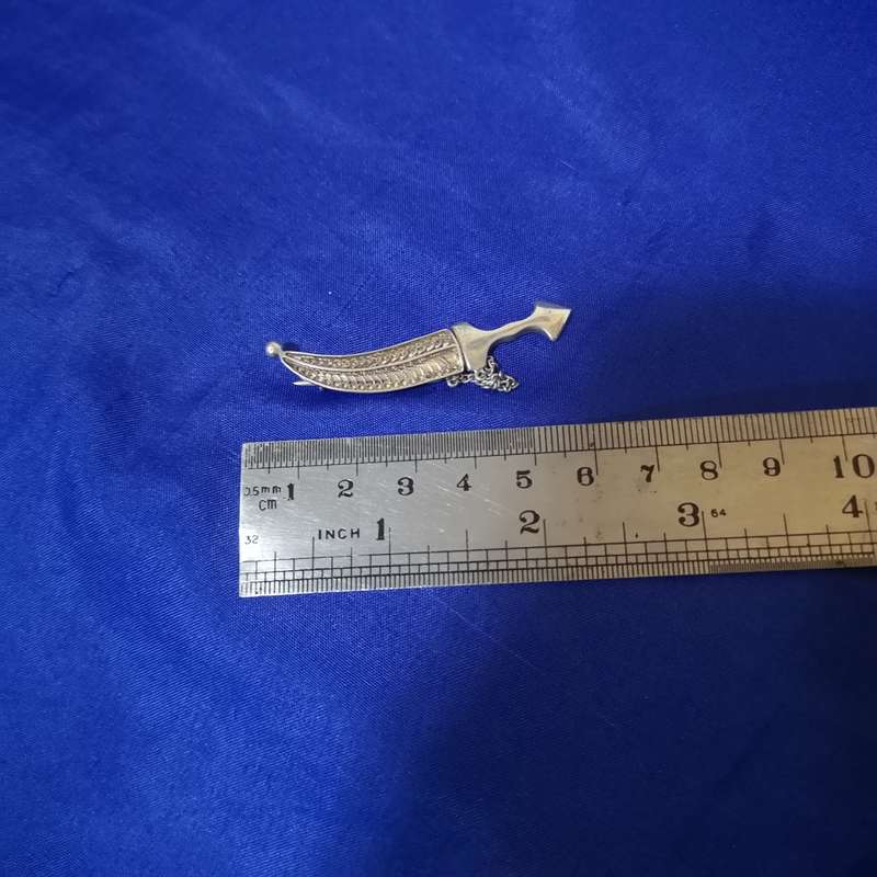 Antique Filigree Eastern Silver Dagger & Scabbard Brooch