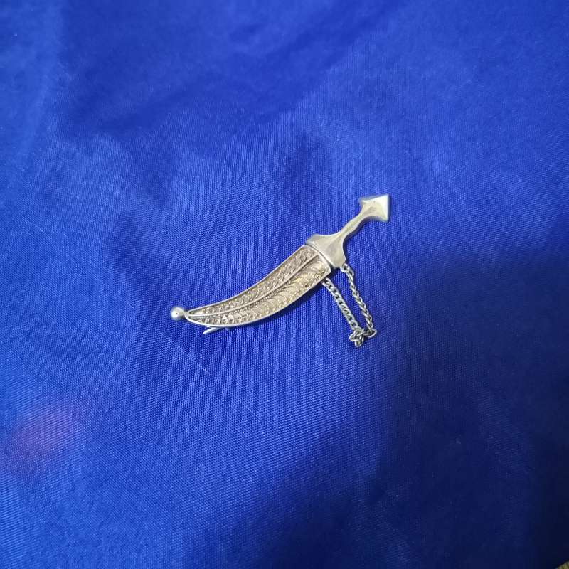 Antique Filigree Eastern Silver Dagger & Scabbard Brooch