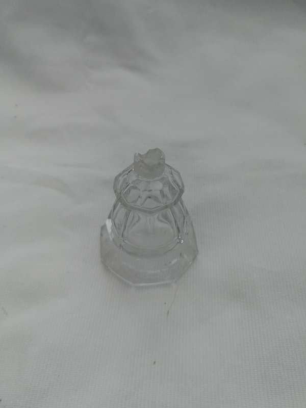 Thick Hand Cut Glass Bell Shape Inkwell