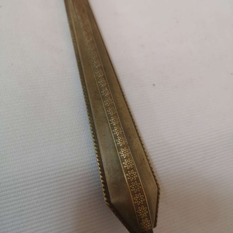 1950s/60s vintage floral dressing table handheld vanity mirror. Gold tone mirror.