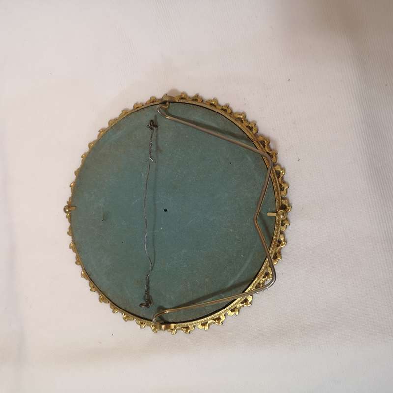 MIRELLA Made in England - Stunning Mirror Gold Plated Floral frame with Seed Pearls & Turquoise