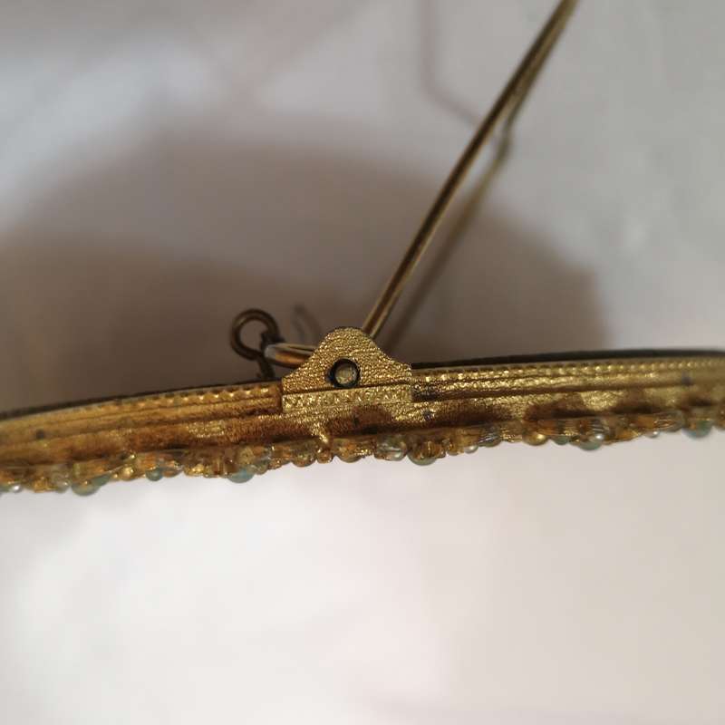 MIRELLA Made in England - Stunning Mirror Gold Plated Floral frame with Seed Pearls & Turquoise