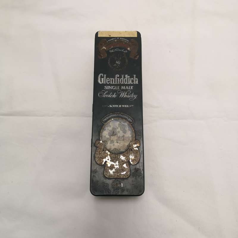 Vintage Glenfiddich Collectible Tin - Single Malt Scotch Whiskey - hinged tin