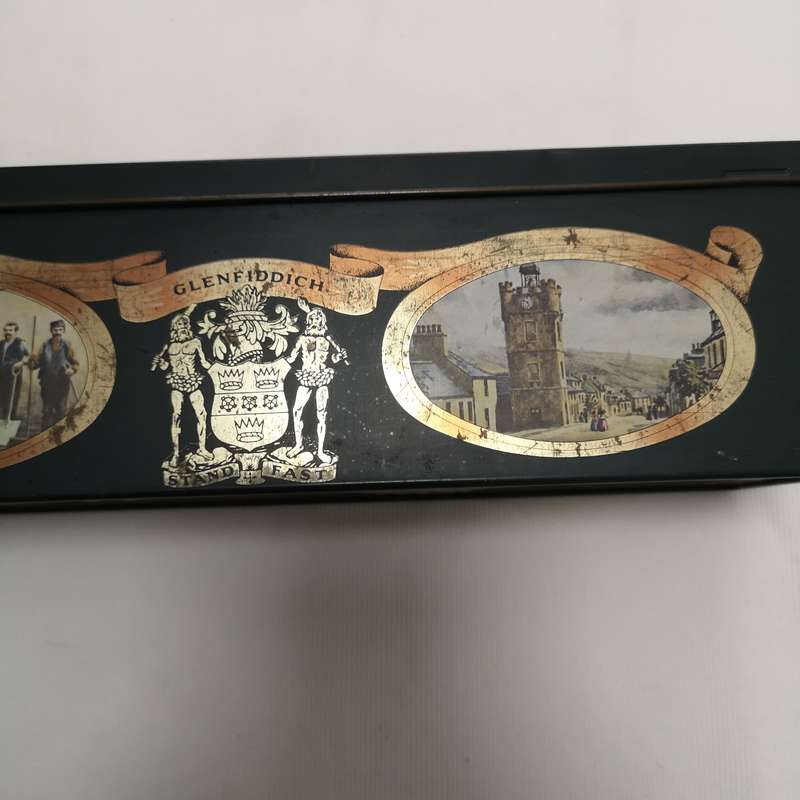 Vintage Glenfiddich Collectible Tin - Single Malt Scotch Whiskey - hinged tin