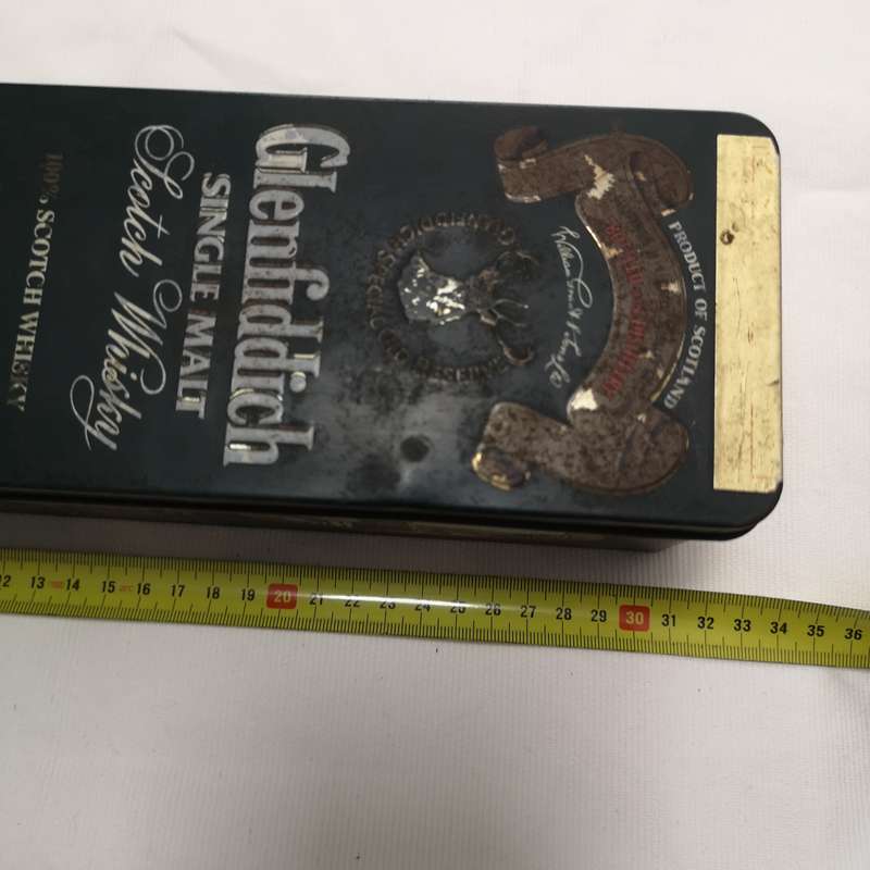 Vintage Glenfiddich Collectible Tin - Single Malt Scotch Whiskey - hinged tin