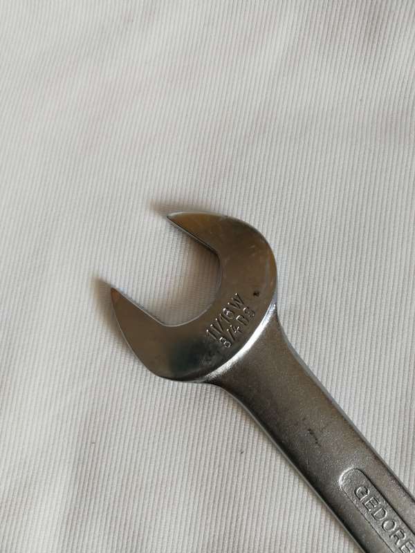 GEDORE 11/16W (30mm) with 9/16W (25mm) open end spanner. Made in Germany