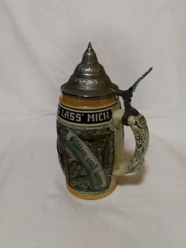 Original King 500/34 Vintage "Lustig Fass Mich" German Lidded Beer Stein