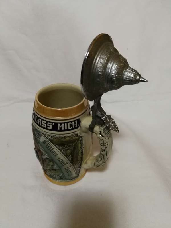 Original King 500/34 Vintage "Lustig Fass Mich" German Lidded Beer Stein
