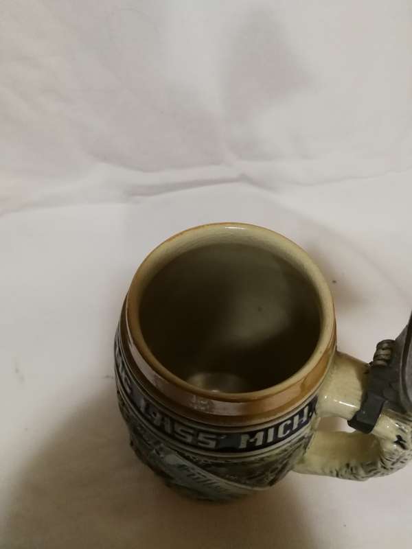Original King 500/34 Vintage "Lustig Fass Mich" German Lidded Beer Stein