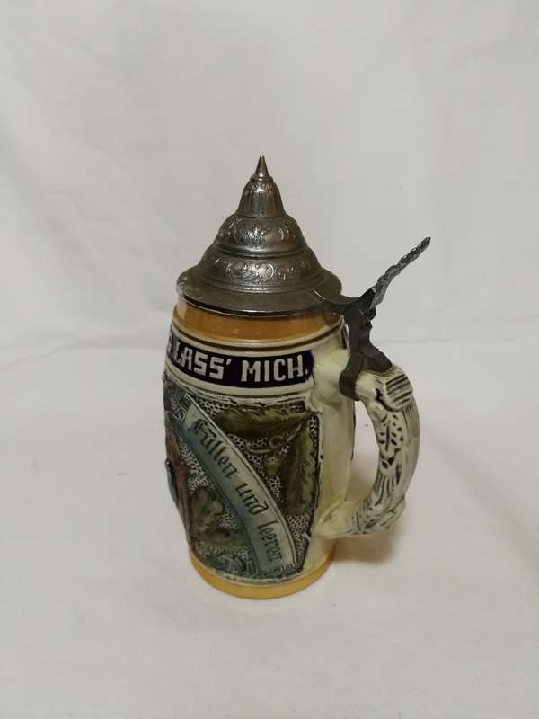 Original King 500/34 Vintage "Lustig Fass Mich" German Lidded Beer Stein