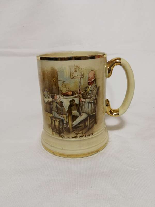 Vintage Arthur Wood Porcelain Tankard No 3752 David Dines with Micawber.