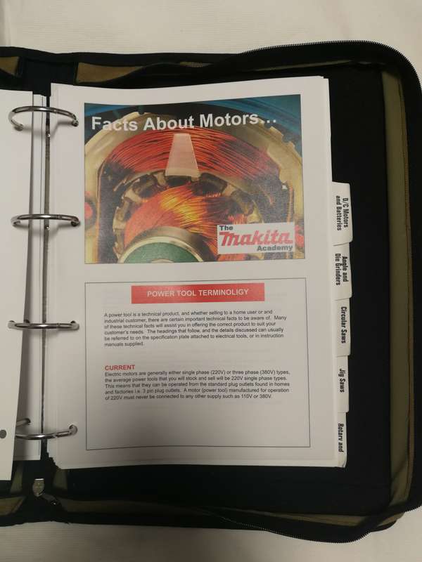 MAKITA Training Academy Folder with Course Content