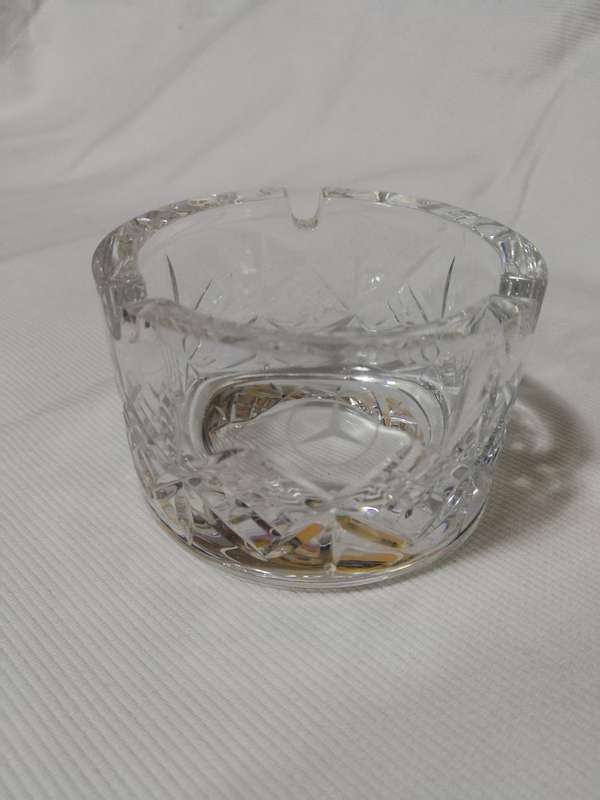 Cut Crystal Mercedes Benz Small Ashtray. Fits in Cup Holder