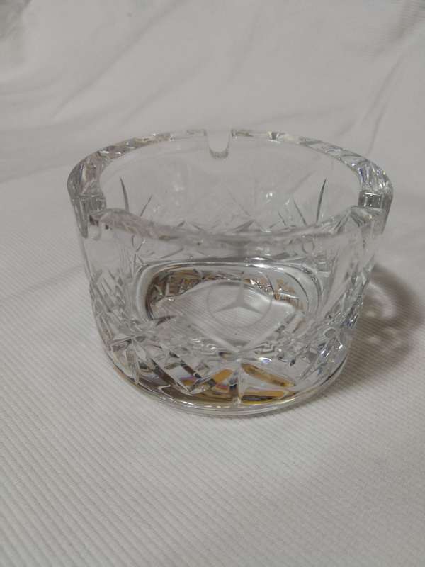 Cut Crystal Mercedes Benz Small Ashtray. Fits in Cup Holder