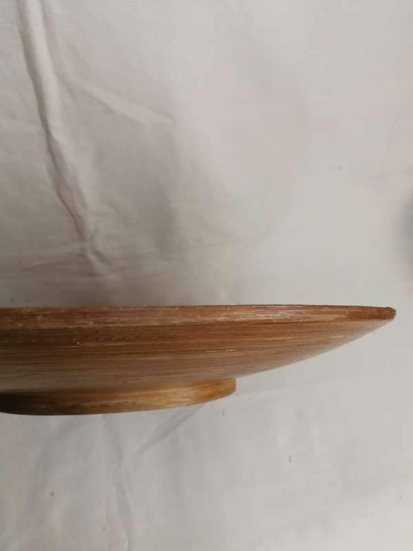 Round Bamboo Wood Platter Bowl Plate Center Tray Piece Brown- 455mm Diameter