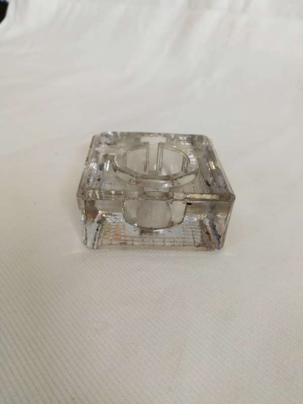 VINTAGE LARGE GLASS INKWELL- Velos, Made in England