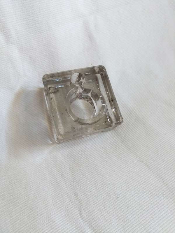 VINTAGE LARGE GLASS INKWELL- Velos, Made in England