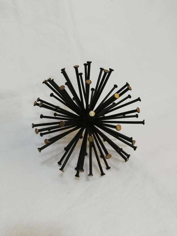 Midcentury Modern Nail Art Sculpture Metal Sunburst Starburst Sphere