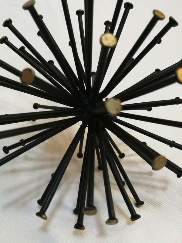Midcentury Modern Nail Art Sculpture Metal Sunburst Starburst Sphere
