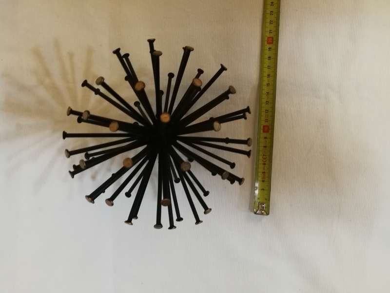 Midcentury Modern Nail Art Sculpture Metal Sunburst Starburst Sphere
