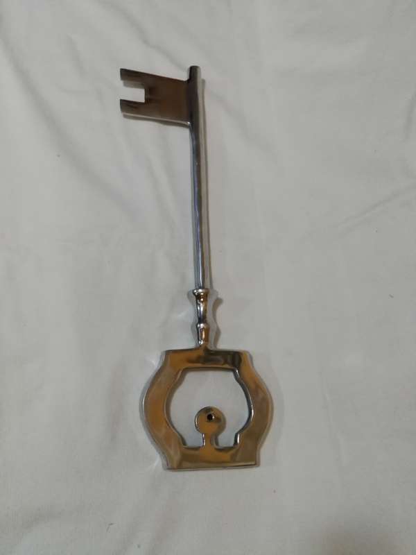 Large Key- Vintage Aluminium/ Pewter. +- 500mm