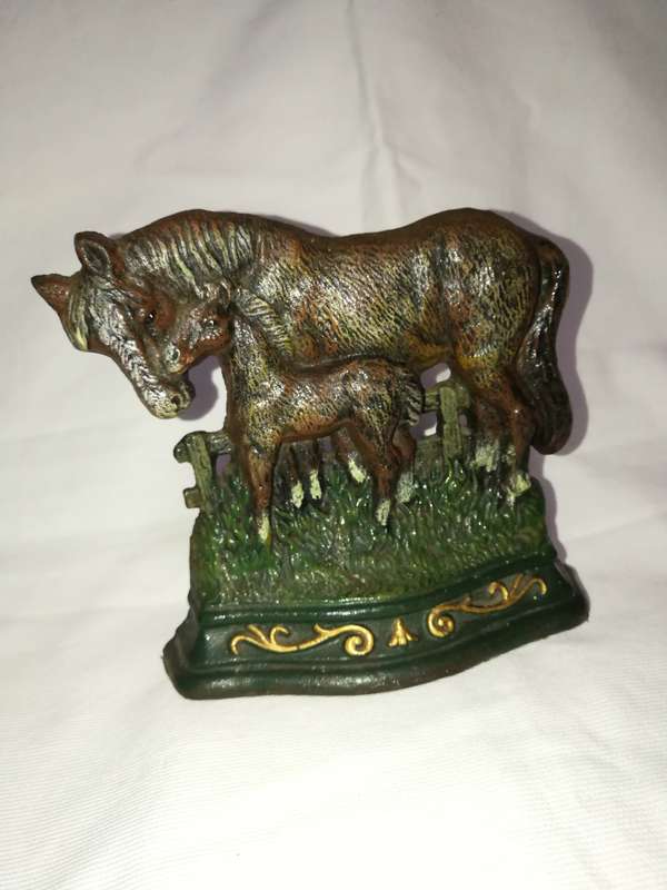 Heavy Cast Iron Horse Door Stop Wright Studios.  Vintage