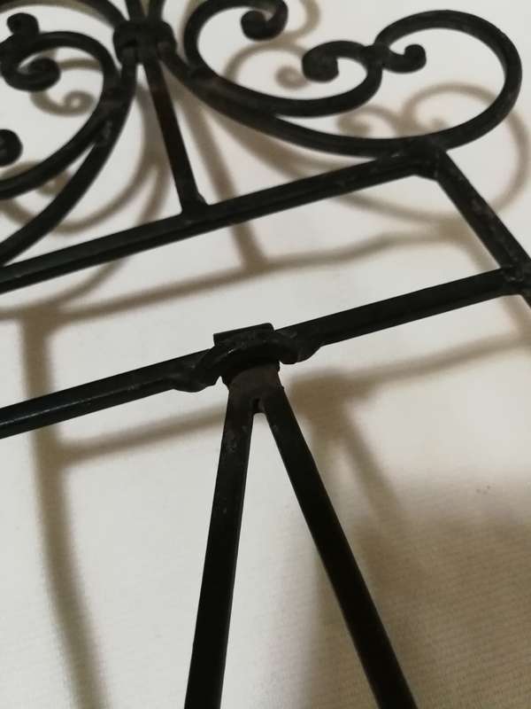 Black Cast Iron Decorative Picture Frame Easel/ Recipe Book Diamond Scroll Curve Design- Vintage