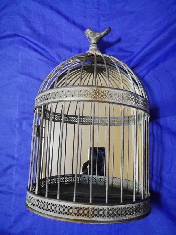 Unusual Vintage Half Birdcage Mirror- Handmade