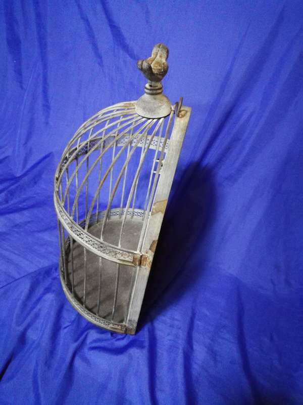 Unusual Vintage Half Birdcage Mirror- Handmade