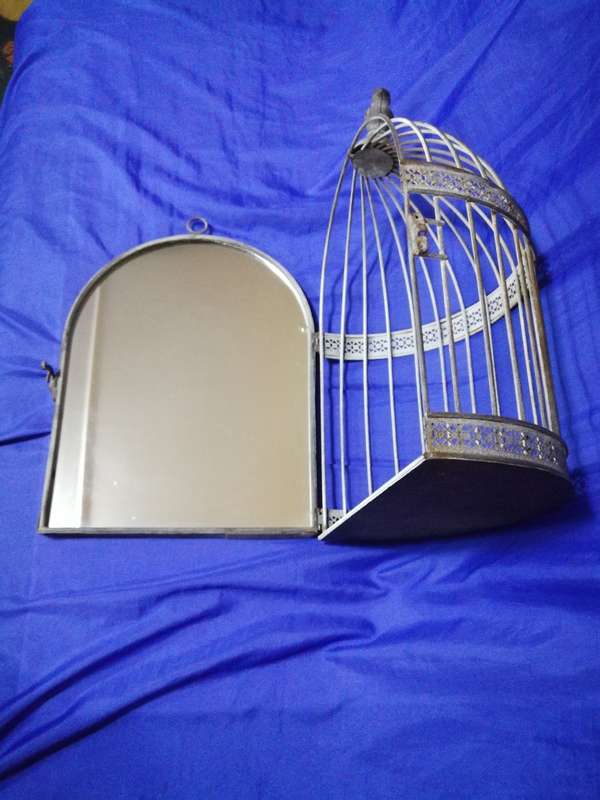 Unusual Vintage Half Birdcage Mirror- Handmade