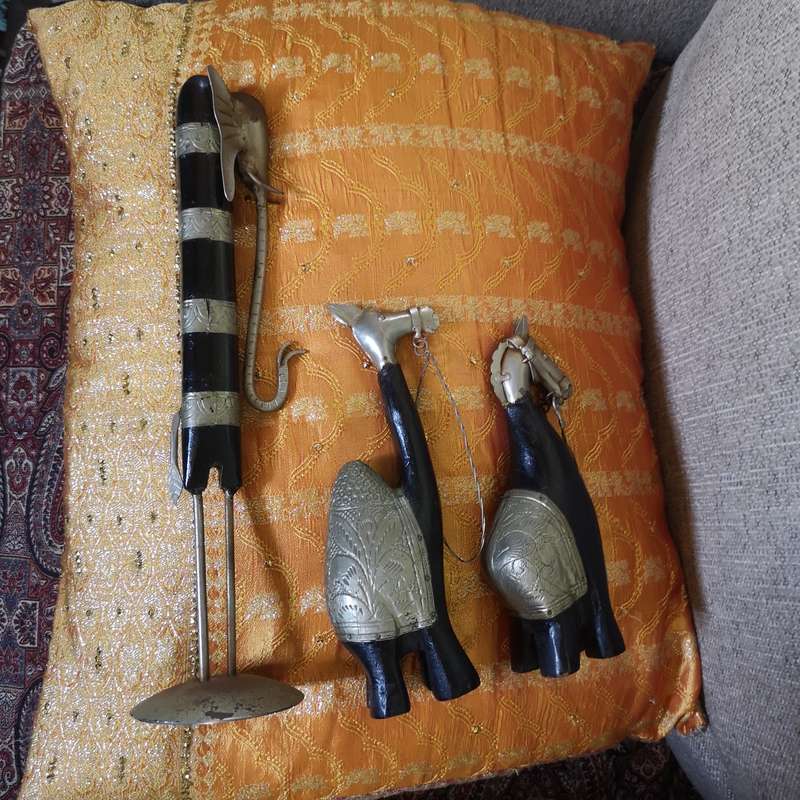 Vintage Wood and Metal Tribal Animal Set
