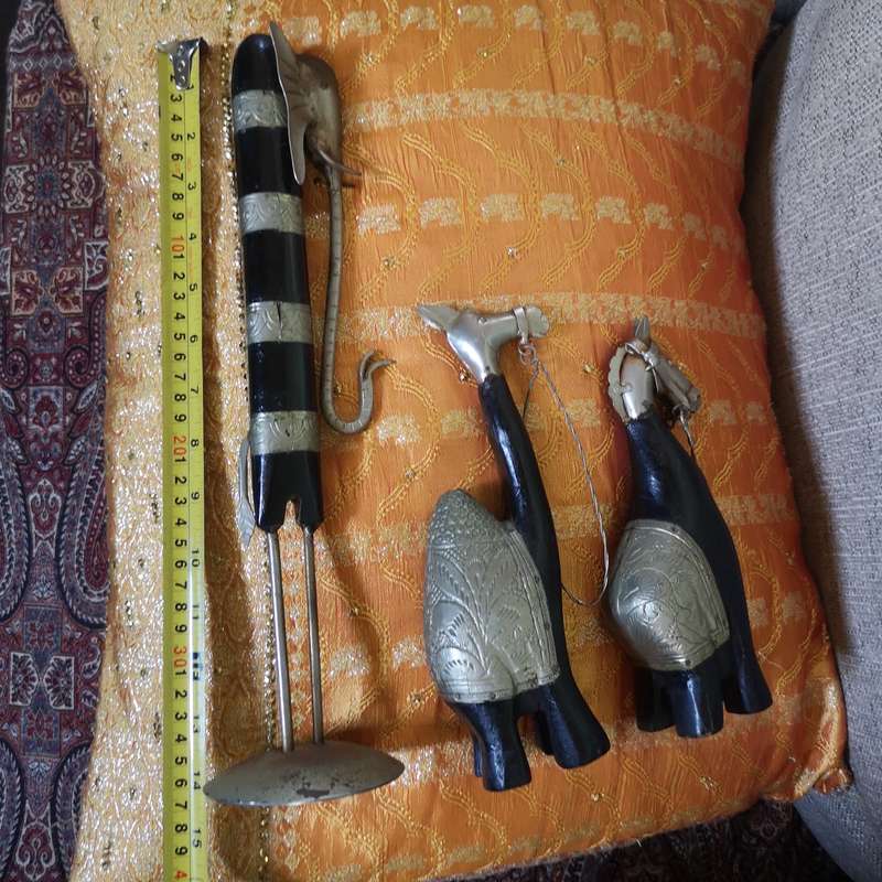 Vintage Wood and Metal Tribal Animal Set
