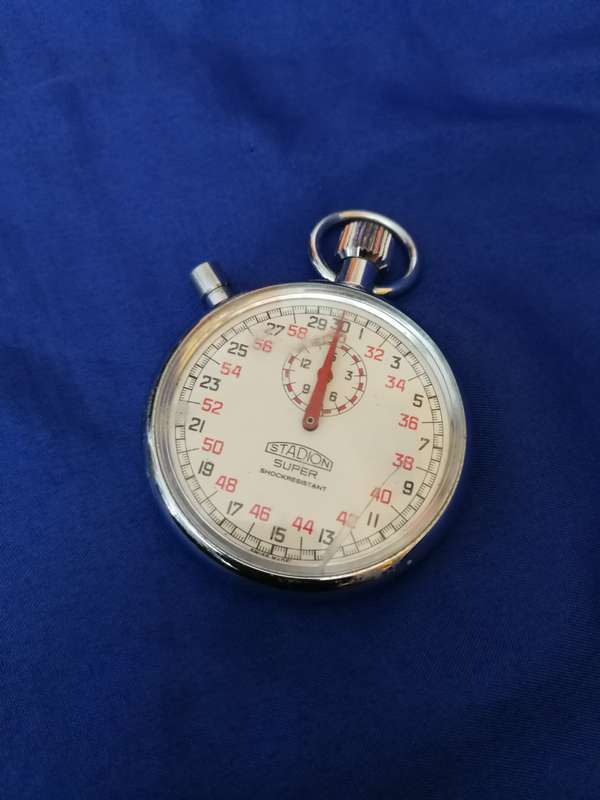 Pocket Stop Watch - Collector`s dream - STADION- Swiss Made Stop Watch- Windup Works Beautifully
