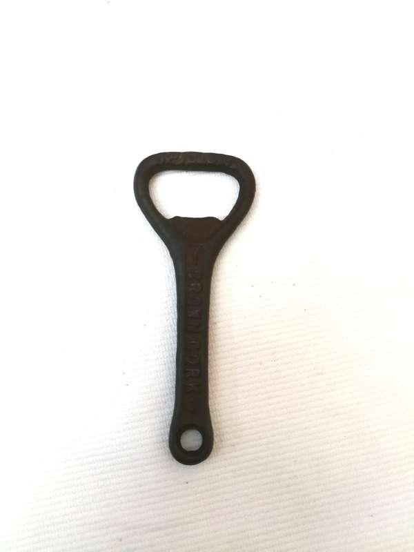 vintage CROWN CORK cast iron shorter 3" beer bottle opener