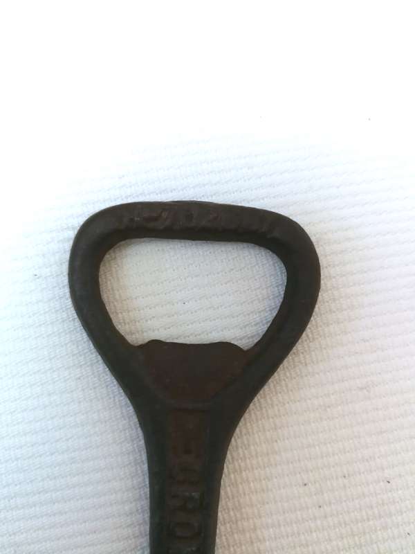 vintage CROWN CORK cast iron shorter 3" beer bottle opener