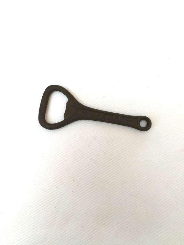 vintage CROWN CORK cast iron shorter 3" beer bottle opener