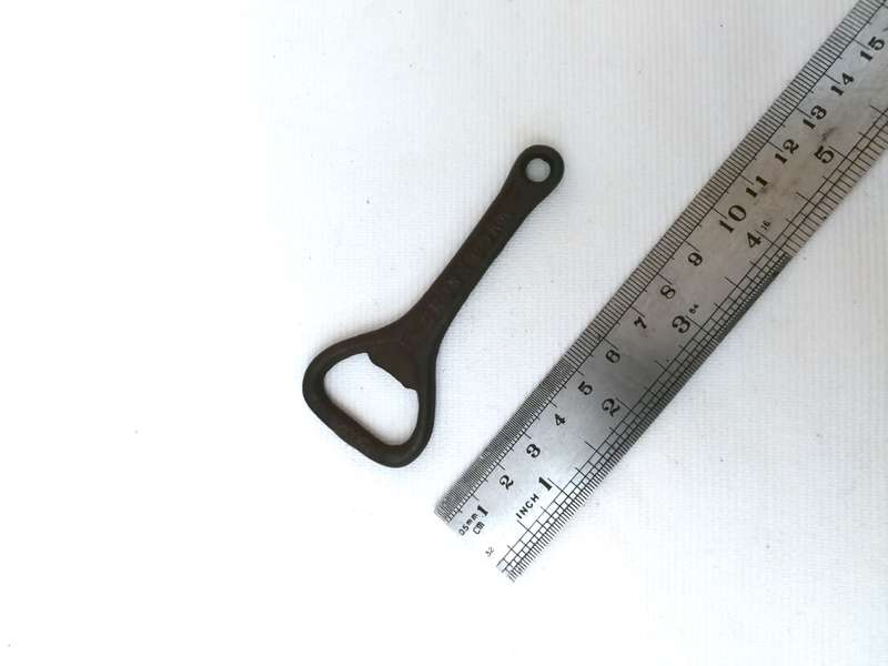 vintage CROWN CORK cast iron shorter 3" beer bottle opener