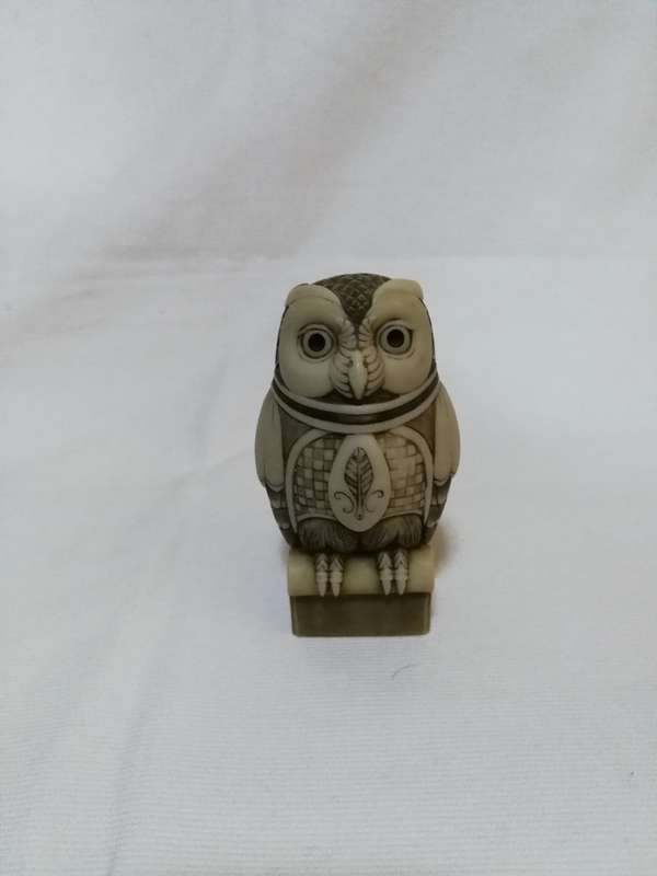 Amazing Artwork! John Biccard Owl Michael Angelo Owl crushed marble sculpture