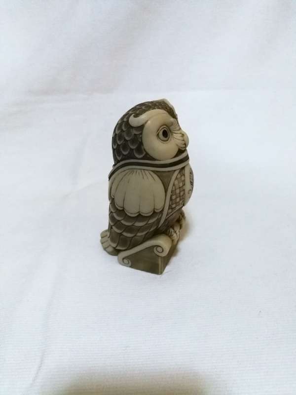 Amazing Artwork! John Biccard Owl Michael Angelo Owl crushed marble sculpture