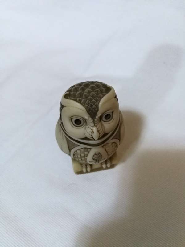 Amazing Artwork! John Biccard Owl Michael Angelo Owl crushed marble sculpture