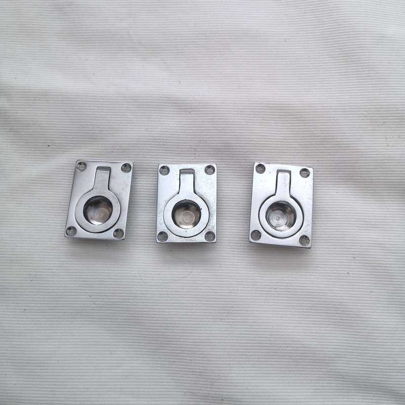 Door pull flush ring chrome 38x50mm- Unused- Vintage