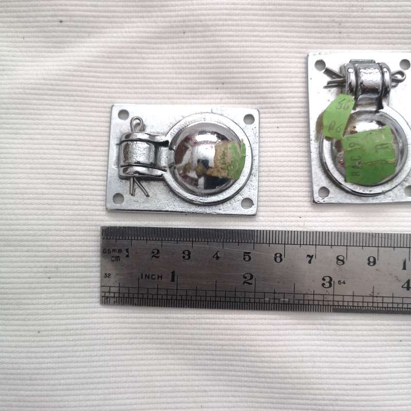 Door pull flush ring chrome 38x50mm- Unused- Vintage