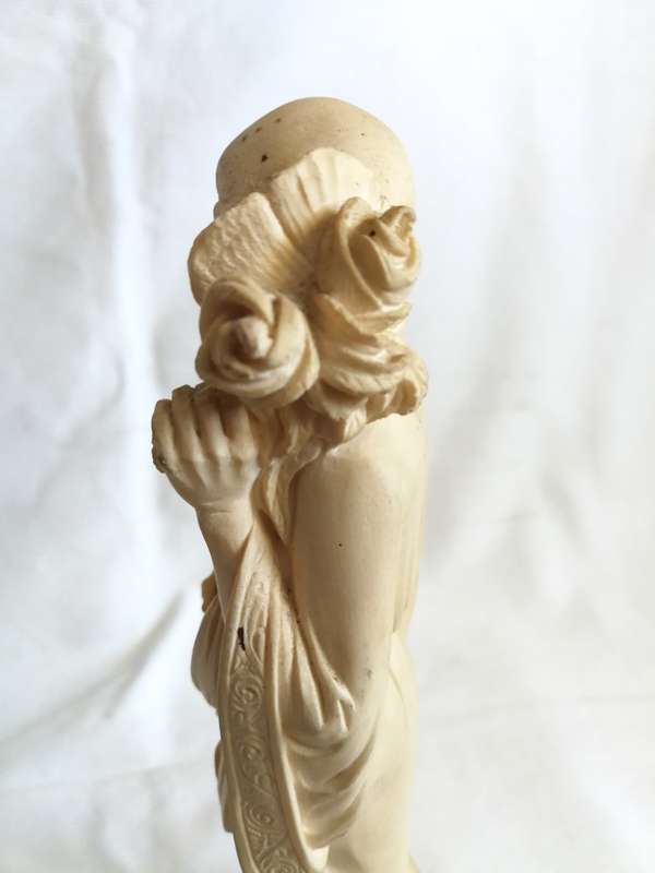 Vintage Italian Alabaster Asian Man Figurine Statue on a Marble Pedestal