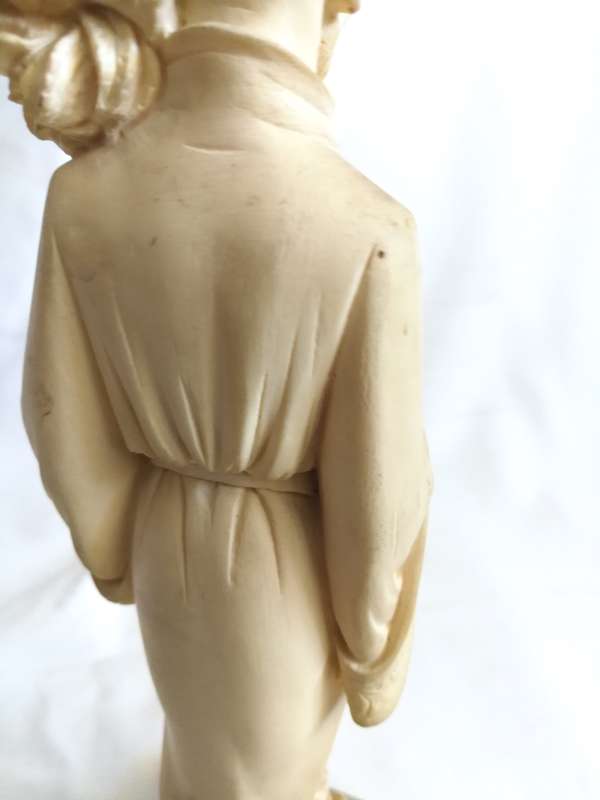 Vintage Italian Alabaster Asian Man Figurine Statue on a Marble Pedestal