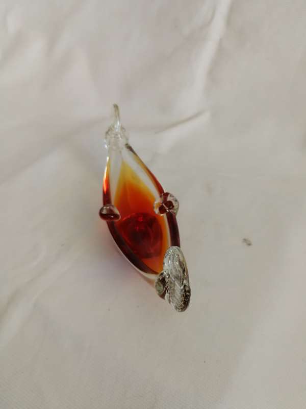 Vintage Venetian Gondola Ashtray Orange Glass Vessel